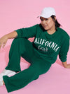 Women Green Calfornia Terry Sweatshirt With Track Pants