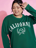 Women Green Calfornia Terry Sweatshirt With Track Pants