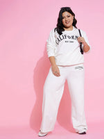 Women White Calfornia Terry Sweatshirt With Track Pants