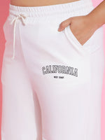 Women White Calfornia Terry Sweatshirt With Track Pants