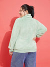 Women Solid Standard Green High Neck Full Sleeve Jacket