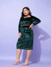 Women Emerald Green Velvet Sweatheart Neck A Line Dress