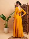 Women Mustard Mukaish Work Anarkali Skirt With Crop Top