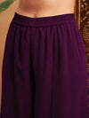 Women Burgundy Mukaish Top With Sharara Pants