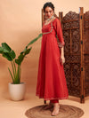 Women Rust Chanderi Embroidered Anarkali Maxi Kurta