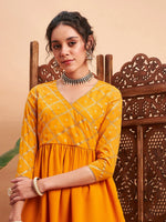 Women Mustard Mukaish Top With Sharara Pants