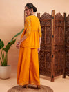 Women Mustard Mukaish Top With Sharara Pants