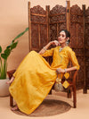 Women Yellow Chanderi Embroidered Wrap Anarkali Kurta