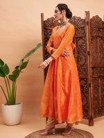 Women Orange Chanderi Embroidered Anarkali Maxi Kurta