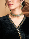 Women Black Velvet Wrap Gathered Kurta