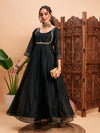 Women Black Chanderi Embroidered Anarkali Maxi Kurta