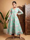 Women Blue Floral Anarkali Maxi Kurta