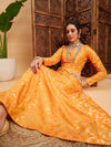 Women Mustard Floral Brocade Anarkali Maxi Kurta