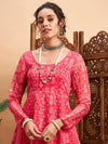 Women Pink Floral Anarkali Kurta