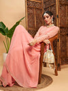 Women Pink Mukaish Work Wrap Anarkali Kurta