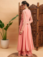 Women Pink Mukaish Work Wrap Anarkali Kurta