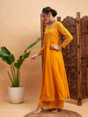 Women Mustard Mukaish Work Anarkali Kurta