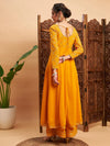 Women Mustard Mukaish Work Anarkali Kurta