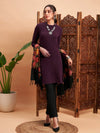 Women Maroon Solid Hair Wool Straight Kurta