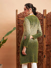 Women Emerlad Green Hair Wool Straight Kurta