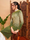 Women Emerlad Green Hair Wool Straight Kurta