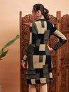 Women Black & Beige Hair Wool Straight Kurta