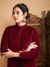 Women Solid Standard Maroon Full Sleeve Jacket