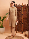 Women Beige & Off White Hair Wool Straight Kurta