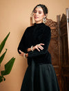 Women Solid Standard Black Full Sleeve Jacket