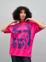 Women Barbie Pink Photographic Print Oversized T-Shirt