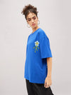 Women Royal Blue Focus On The Step Oversized T-Shirt