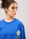 Women Royal Blue Focus On The Step Oversized T-Shirt