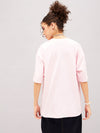 Women Pastel Pink Abstract Print Oversized T-Shirt