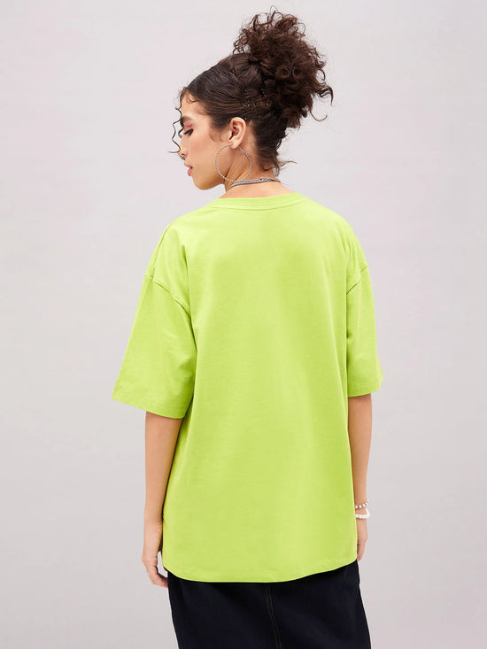 Women Green Be Different Oversized T-Shirt