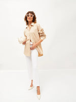 Women Beige Poplin Oversize Shirt