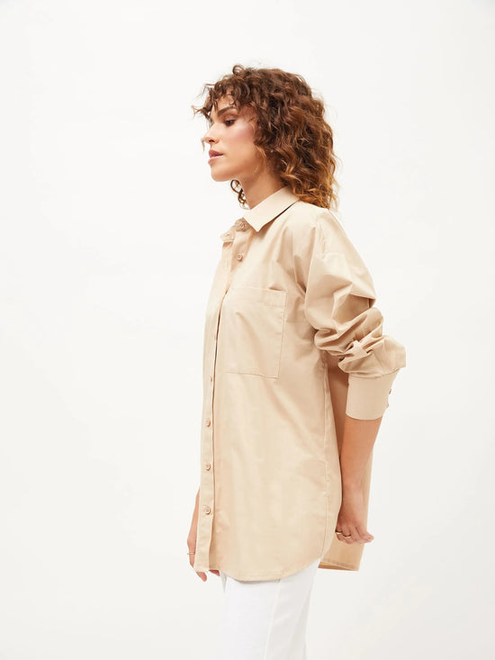 Women Beige Poplin Oversize Shirt