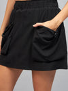 Women Black Front Pouch Mini Skirt