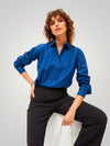 Women Navy Poplin Comfort Oversize Shirt