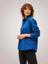 Women Navy Poplin Comfort Oversize Shirt