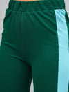 Women Green Knitted Contrast Side Tape Track Pants