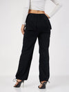 Women Black Denim Baggy Fit Cargo Pants-SFPANT50696XS