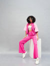 Women Pink Knitted Contrast Side Tape Track Pants