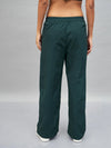 Women Green Out Seam Zipper Parachute Pants