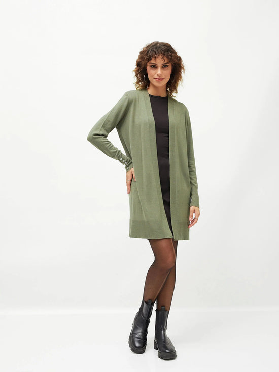 Women Olive Front Open Shrug