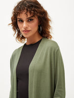 Women Olive Front Open Shrug