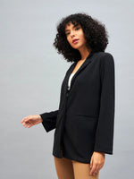 Women Black Notch Collar Blazer