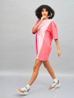 Women Pink Love Colorblock T-Shirt Dress