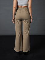 Women Brown Knitted Bell Bottom Pants