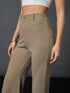 Women Brown Knitted Bell Bottom Pants