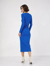 Women Royal Blue Rib Bodycon Midi Dress